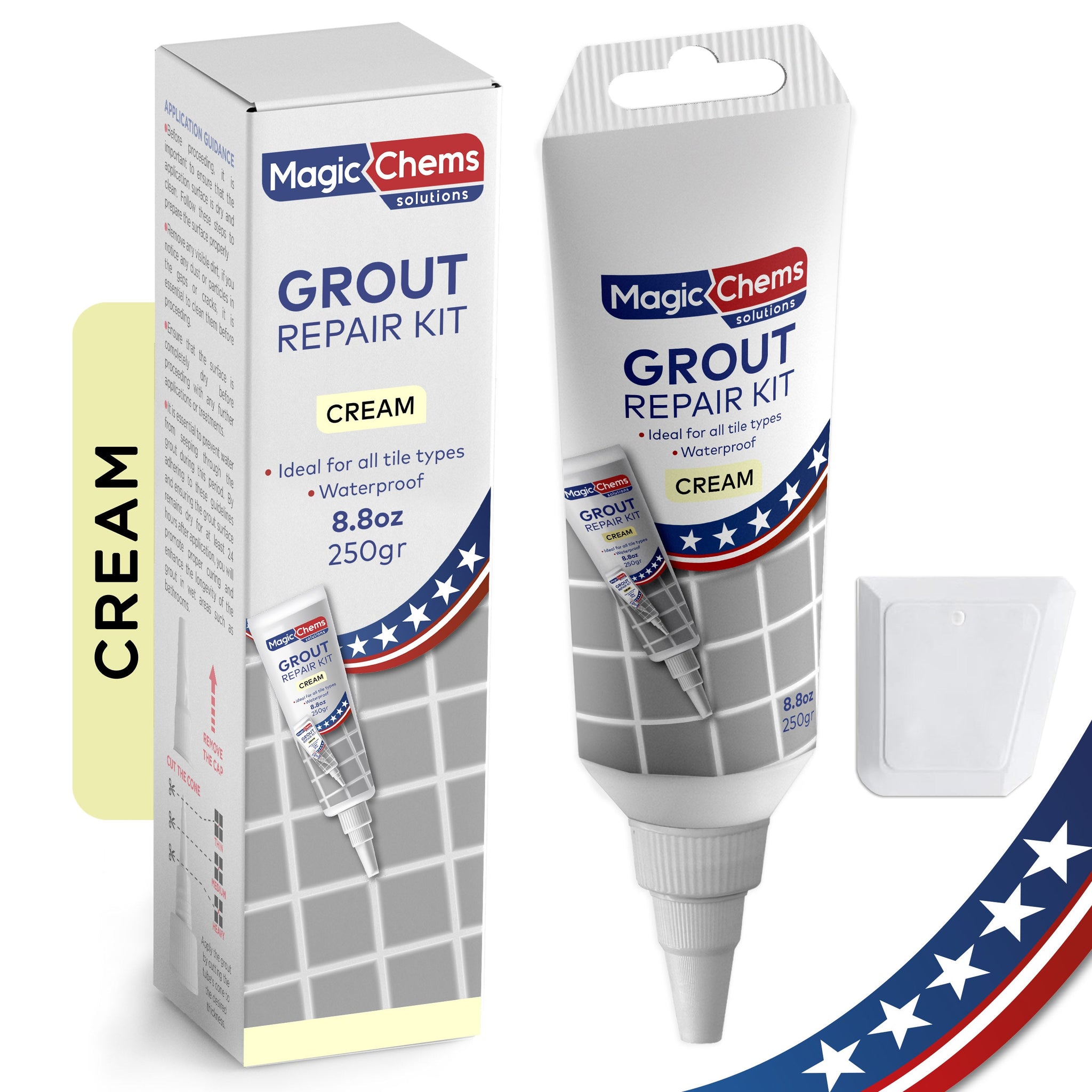 Tile Grout Repair Kit - Cream Grout Filler Tube | Magic Chems