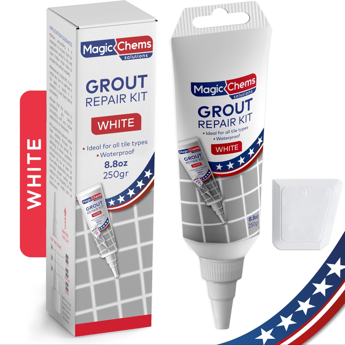 Tile Grout Repair Kit - White Grout Filler Tube | Magic Chems