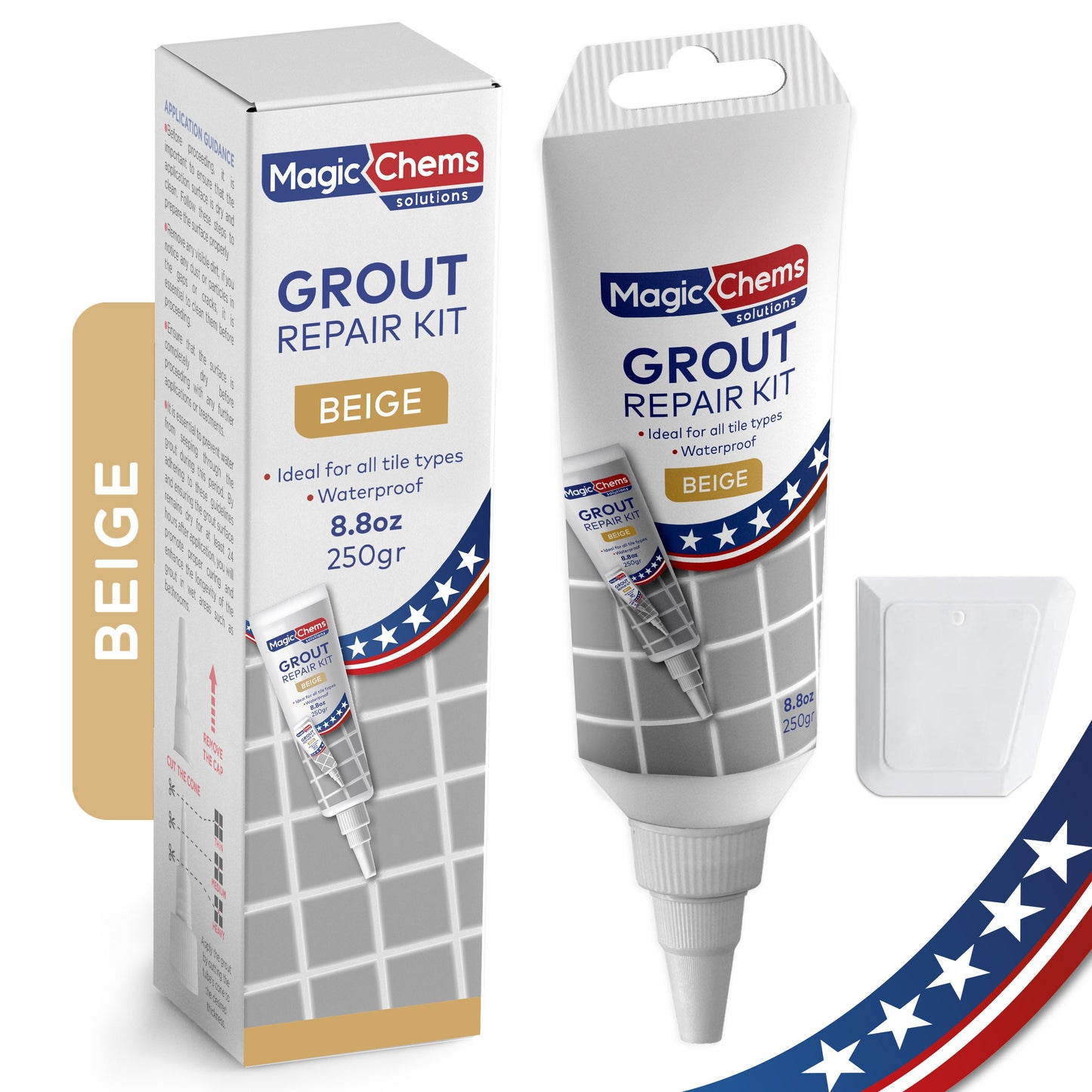 Tile Grout Repair Kit - Beige Grout Filler Tube | Magic Chems