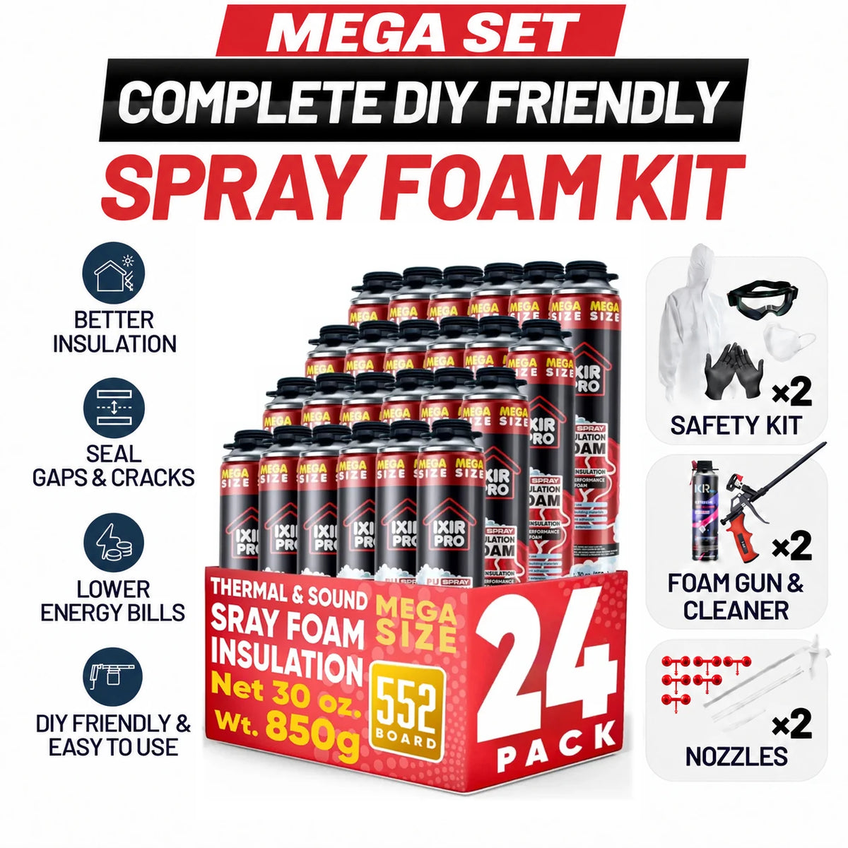Complete DIY Closed - Cell Spray Foam Insulation Kit - Ixirpro
