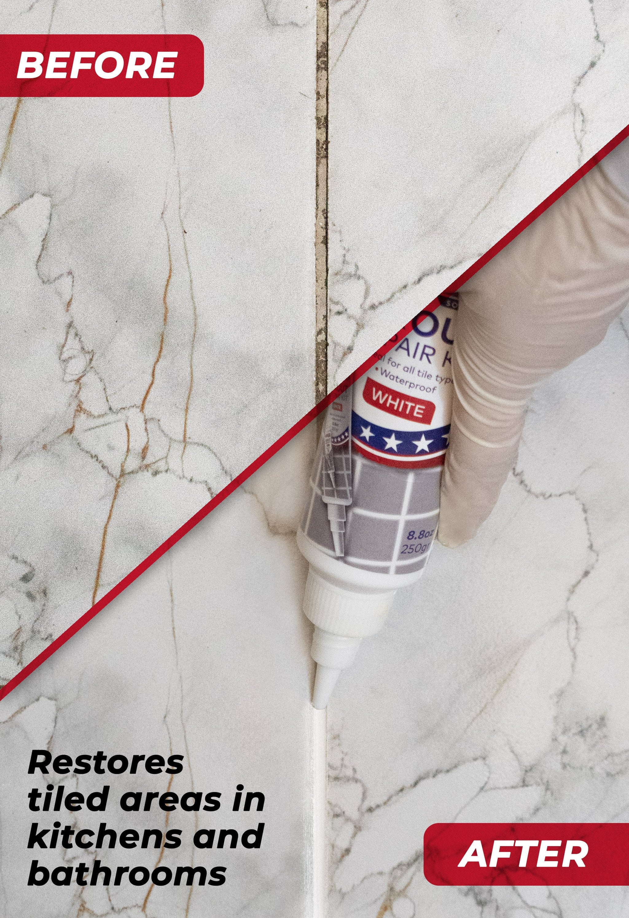 Tile Grout Repair Kit - White Grout Filler Tube | Magic Chems