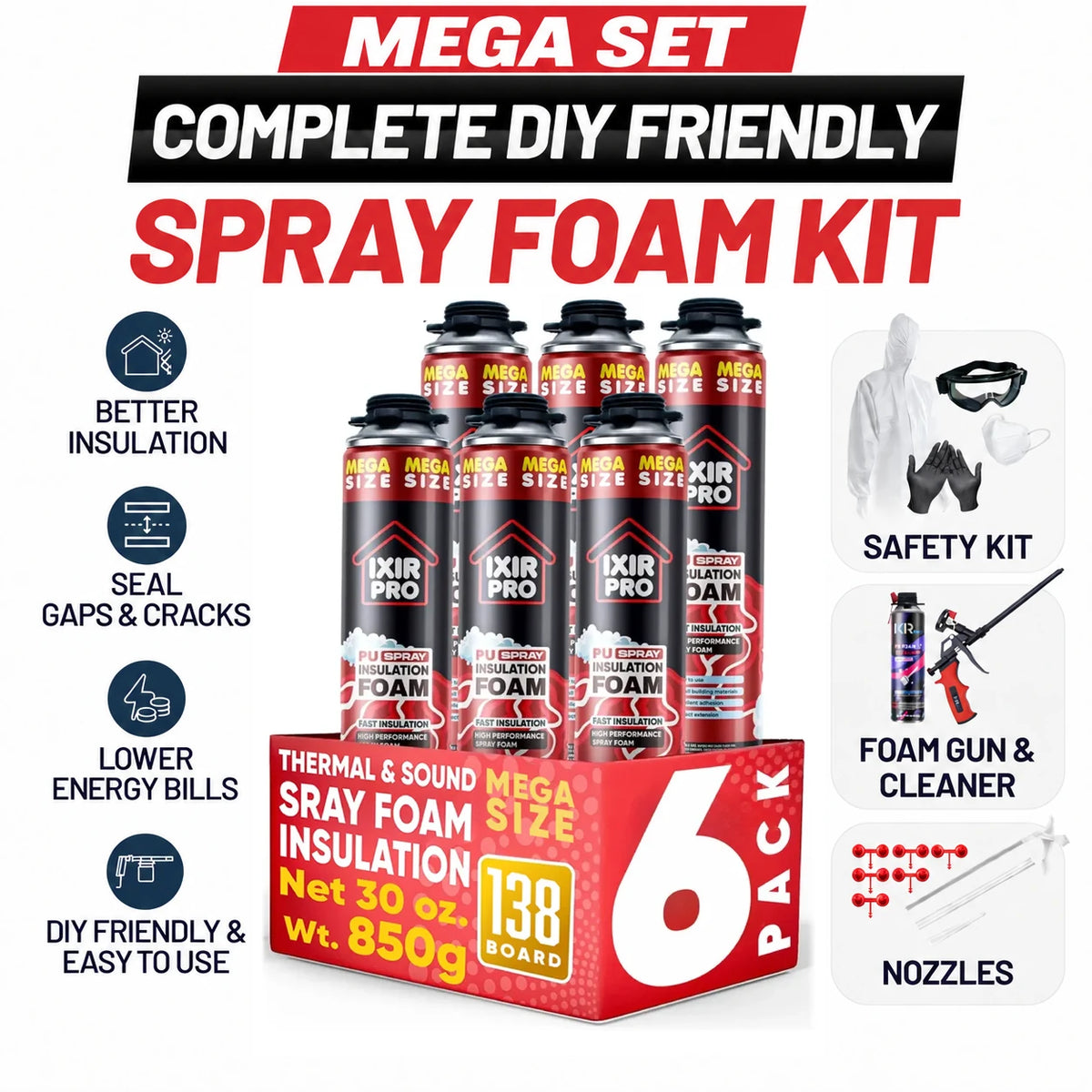 Complete DIY Closed - Cell Spray Foam Insulation Kit - Ixirpro