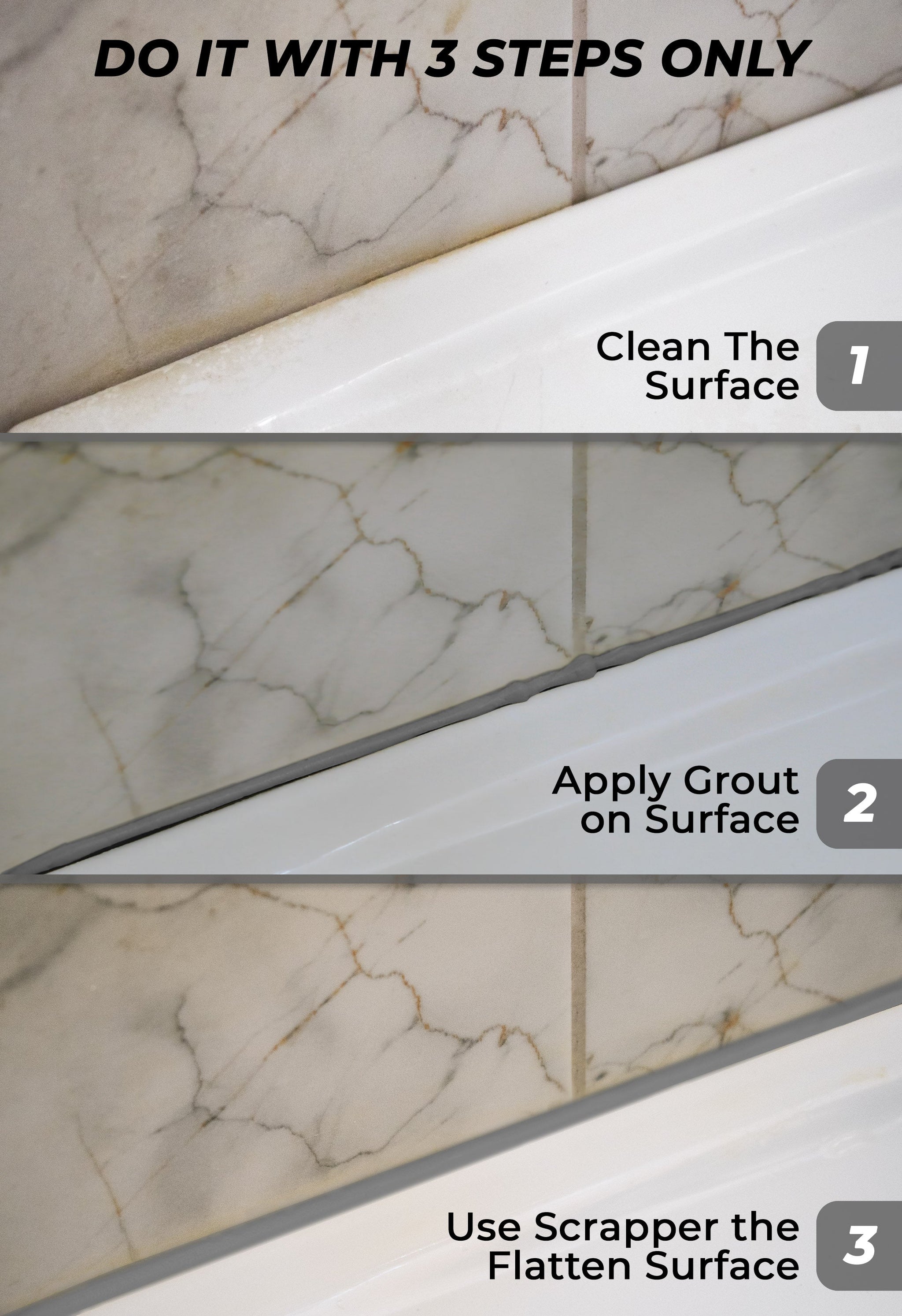 Tile Grout Repair Kit - Grey Grout Filler Tube | Magic Chems