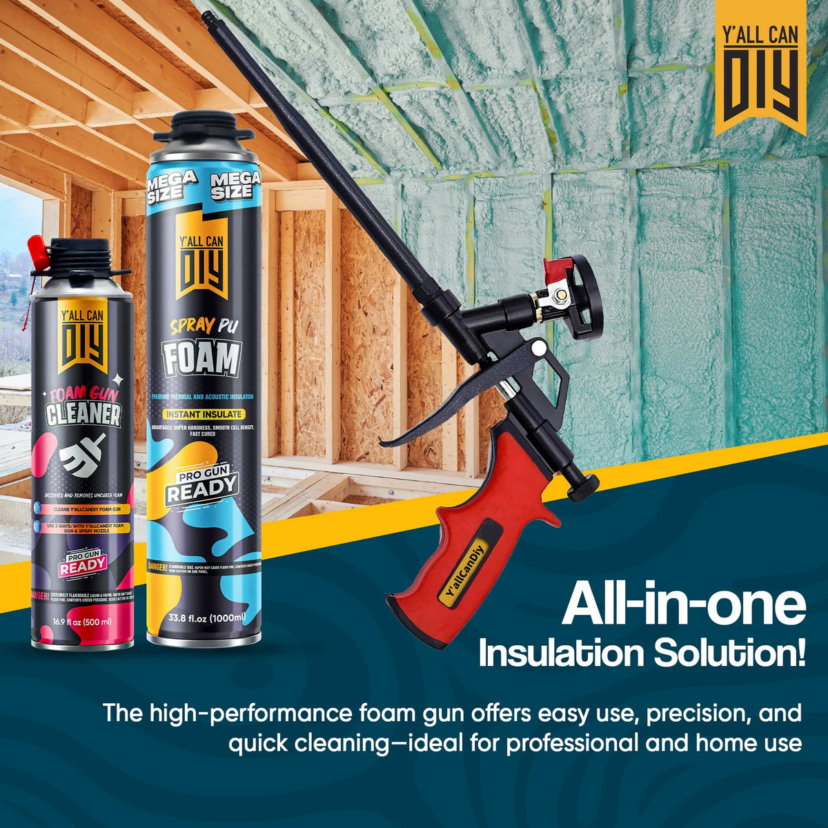 PU Spray Foam Insulation Kit Bulk Bundle (1000ml / 36.6 oz) | Y'allCanDiy