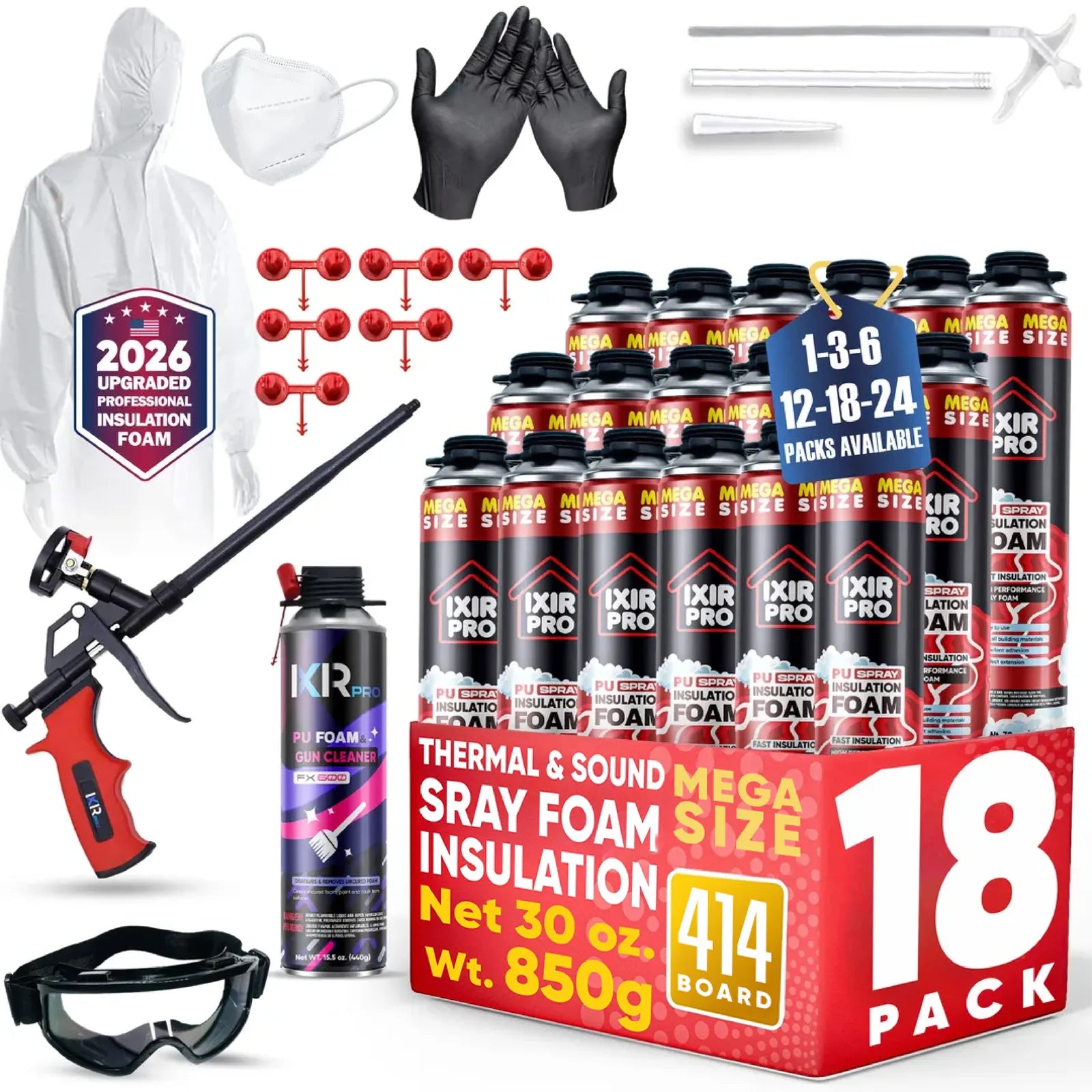 Mega Spray Foam Kit - 30oz Complete DIY Insulation | IxirPro