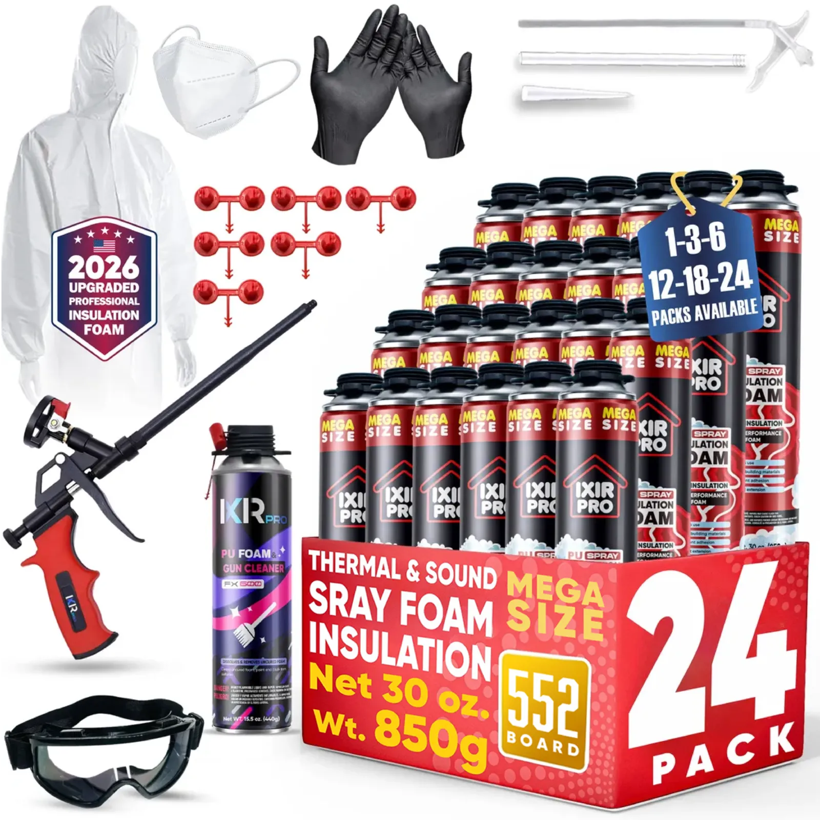 Mega Spray Foam Kit - 30oz Complete DIY Insulation | IxirPro