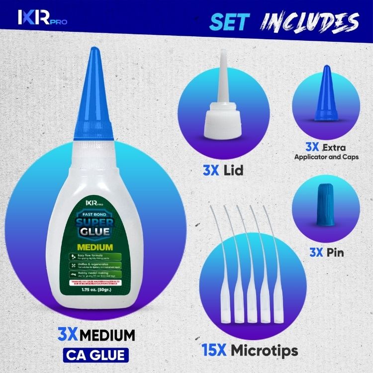 CA Glue Medium Viscosity Kit - 3 Pack Value Set | IxirPro