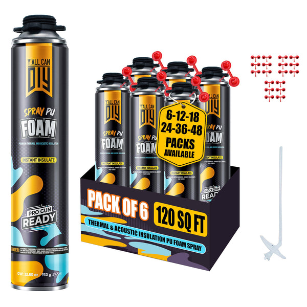 Y'allCanDiy PU Spray Foam Insulation Can 750ml - 6 Pack