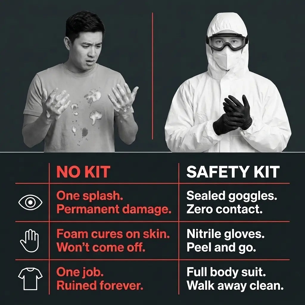 Safety Gear Kit - Coverall, Mask, Gloves & Goggles | IxirPro