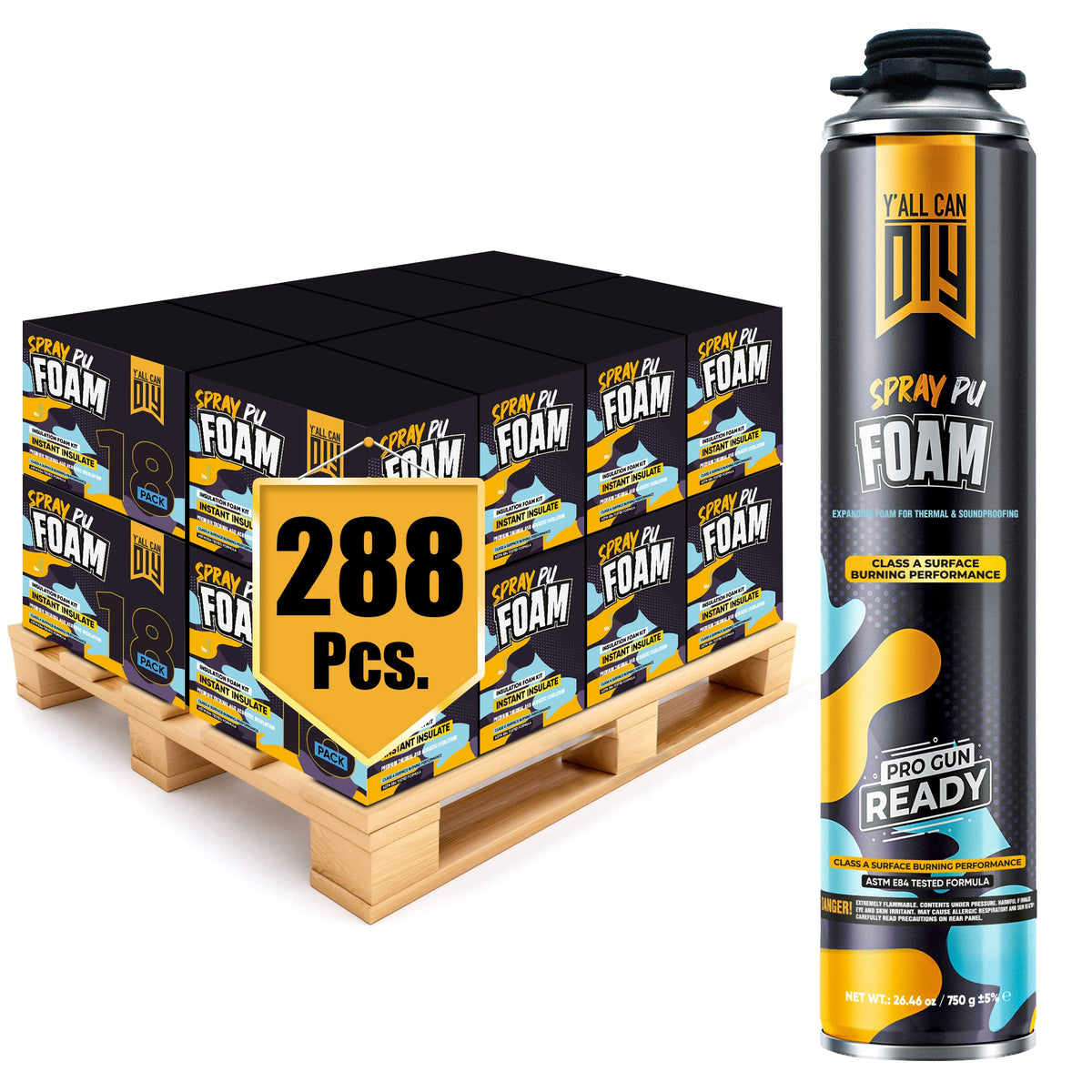 Y'allCanDiy PU Spray Foam Insulation Can Bulk Bundle 32.8 oz - 288 Pack
