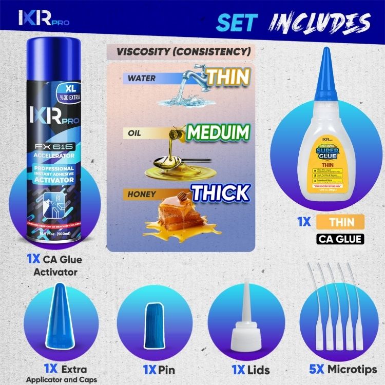 CA Glue Thin & Activator Bundle - Instant Wicking Kit | IxirPro