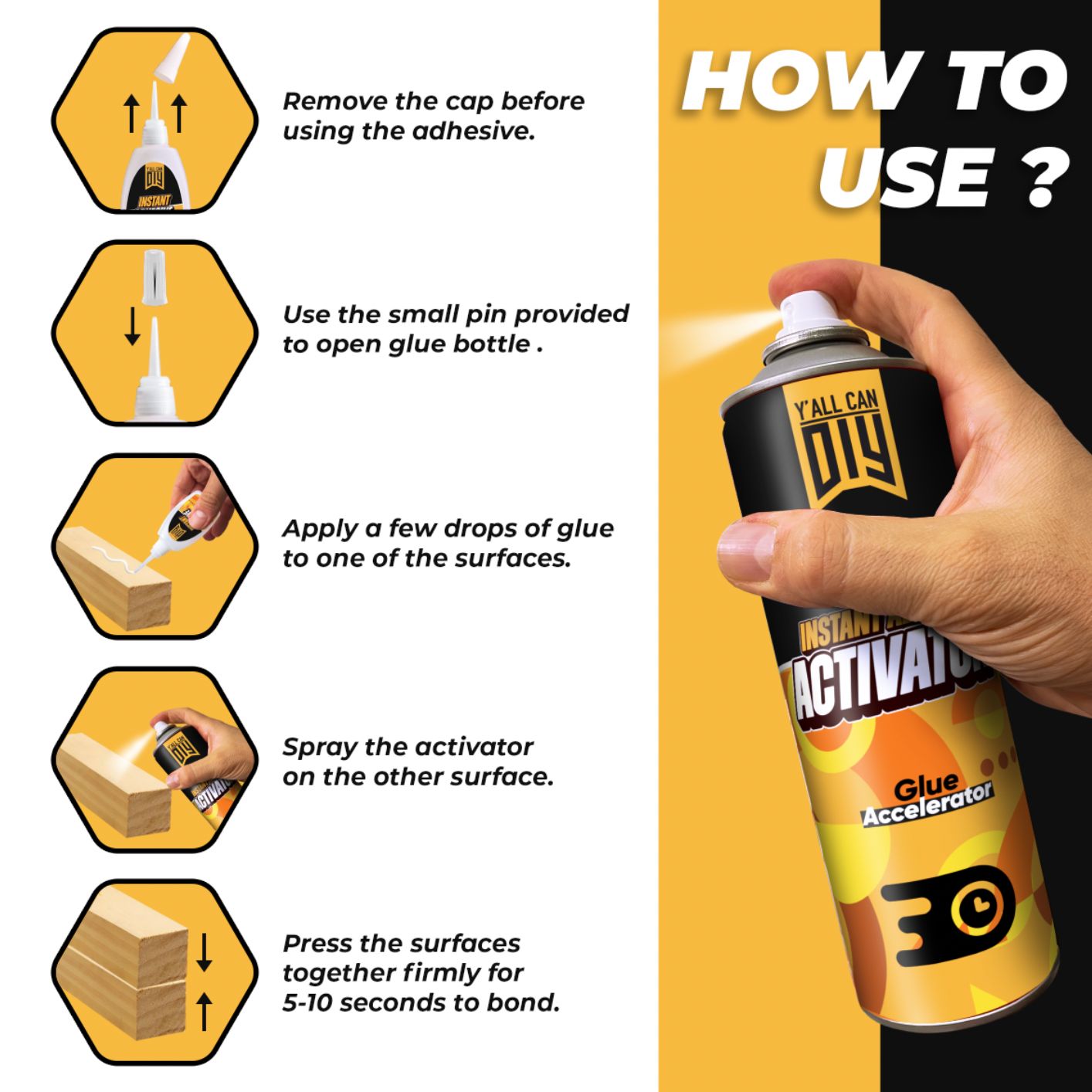 CA Glue with Activator - 5-Second Instant Bond | YallCanDIY