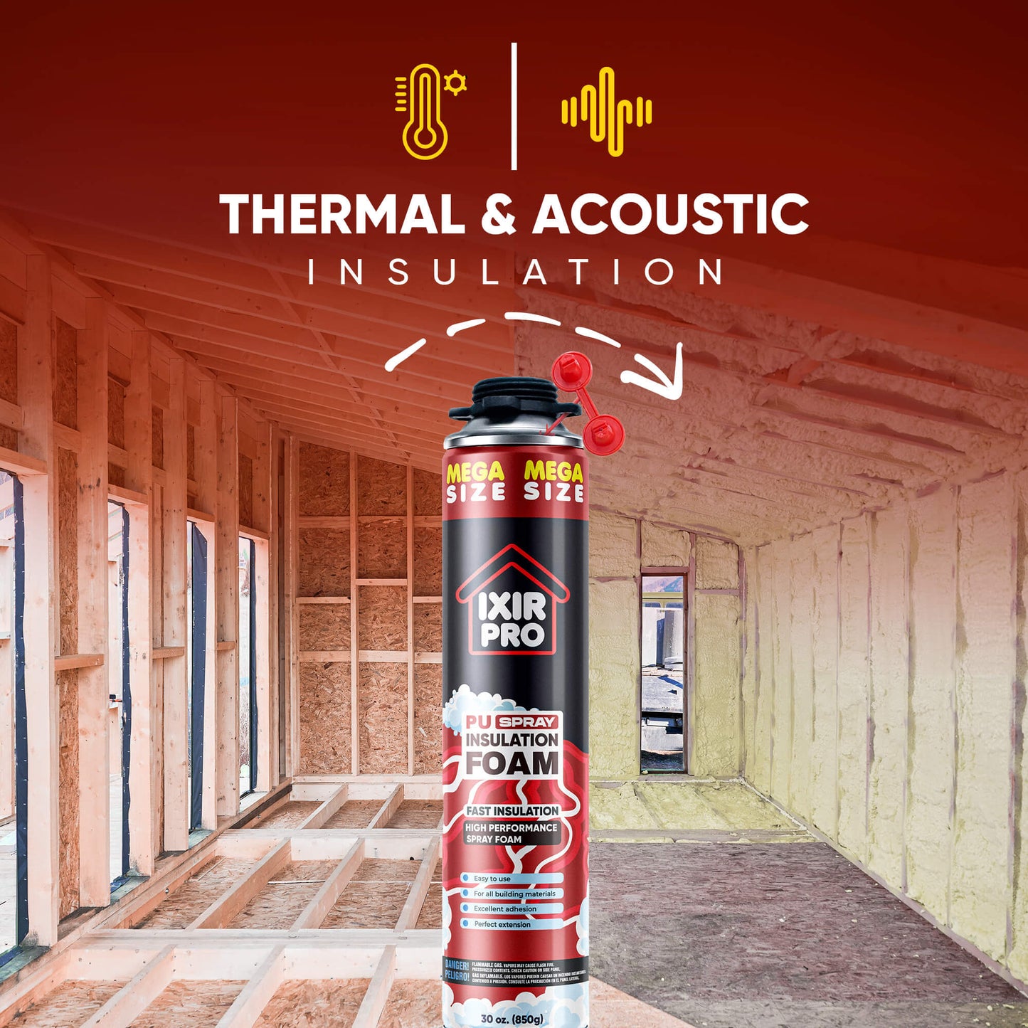 Mega Spray Foam Kit - 30oz Complete DIY Insulation | IxirPro