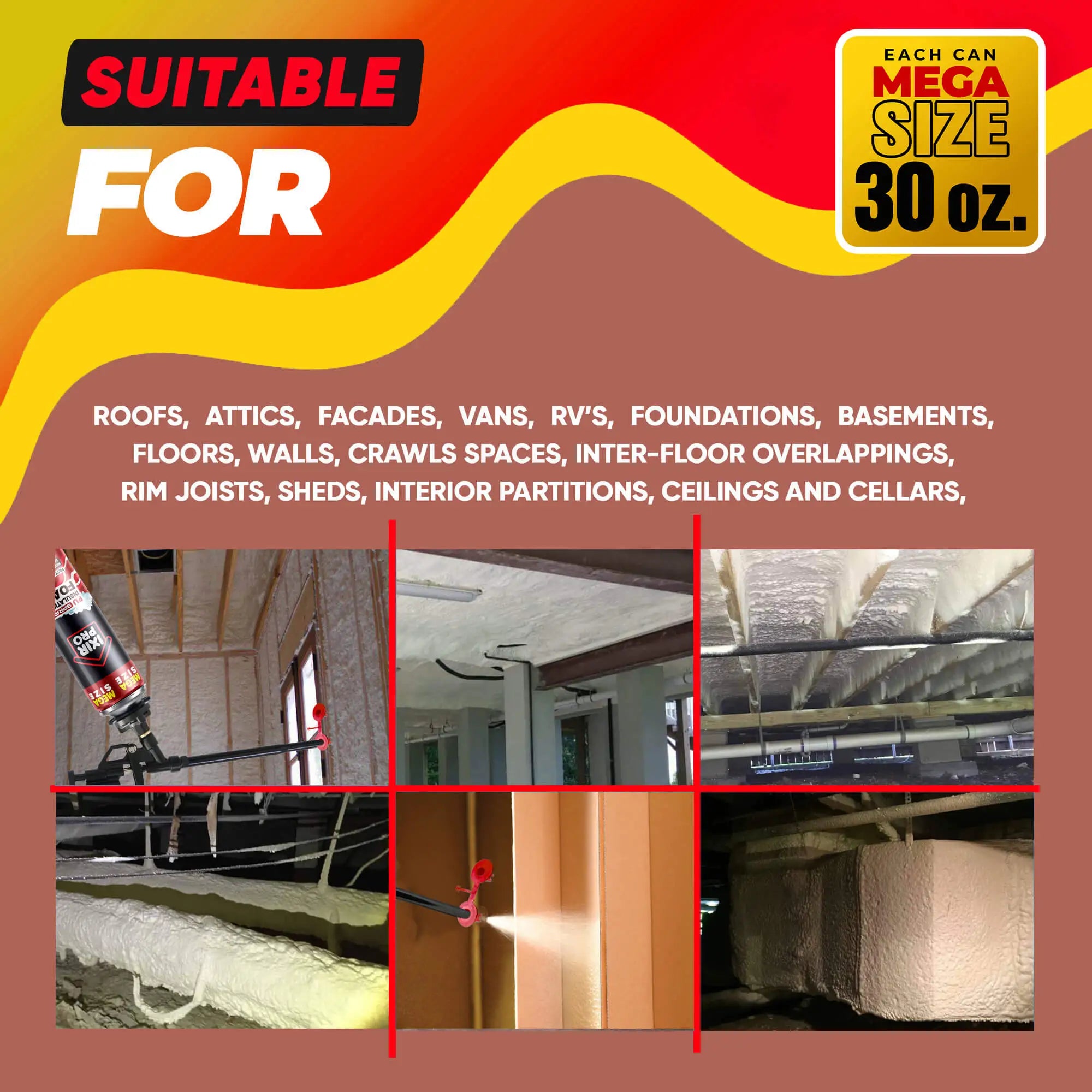 Mega Spray Foam Kit - 30oz Complete DIY Insulation | IxirPro