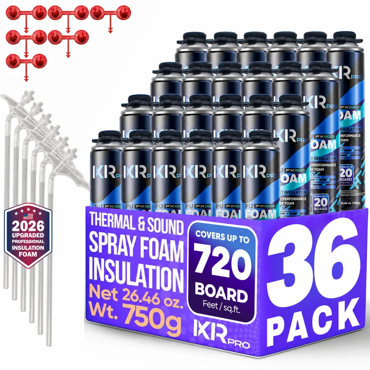 IxirPro Spray Foam Insulation Can 25oz 36 Pack