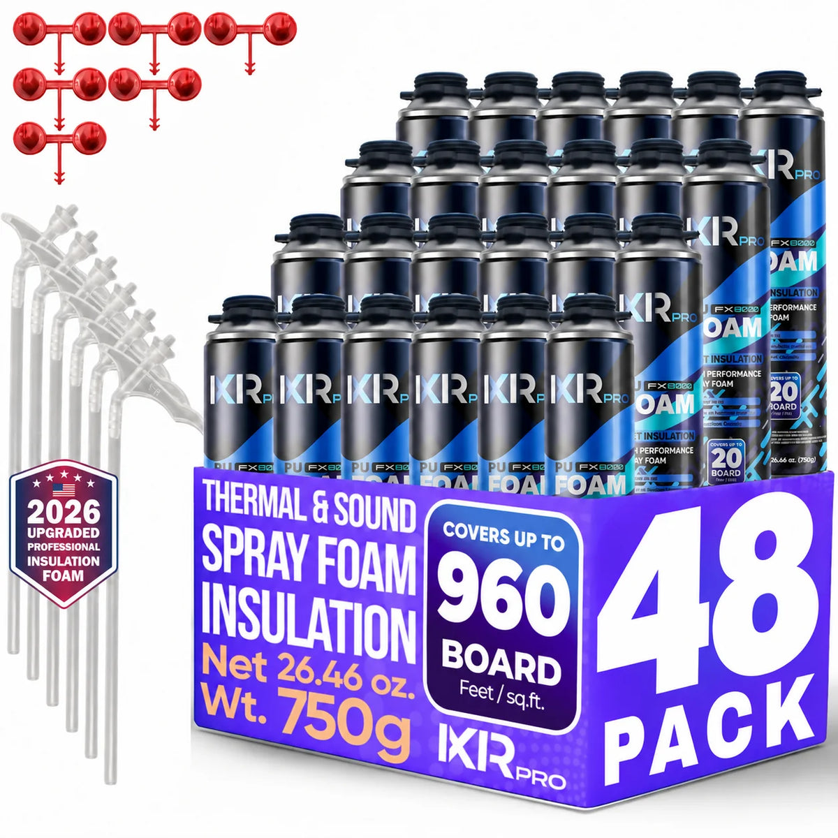 IxirPro Spray Foam Insulation Can 25oz 48 Pack
