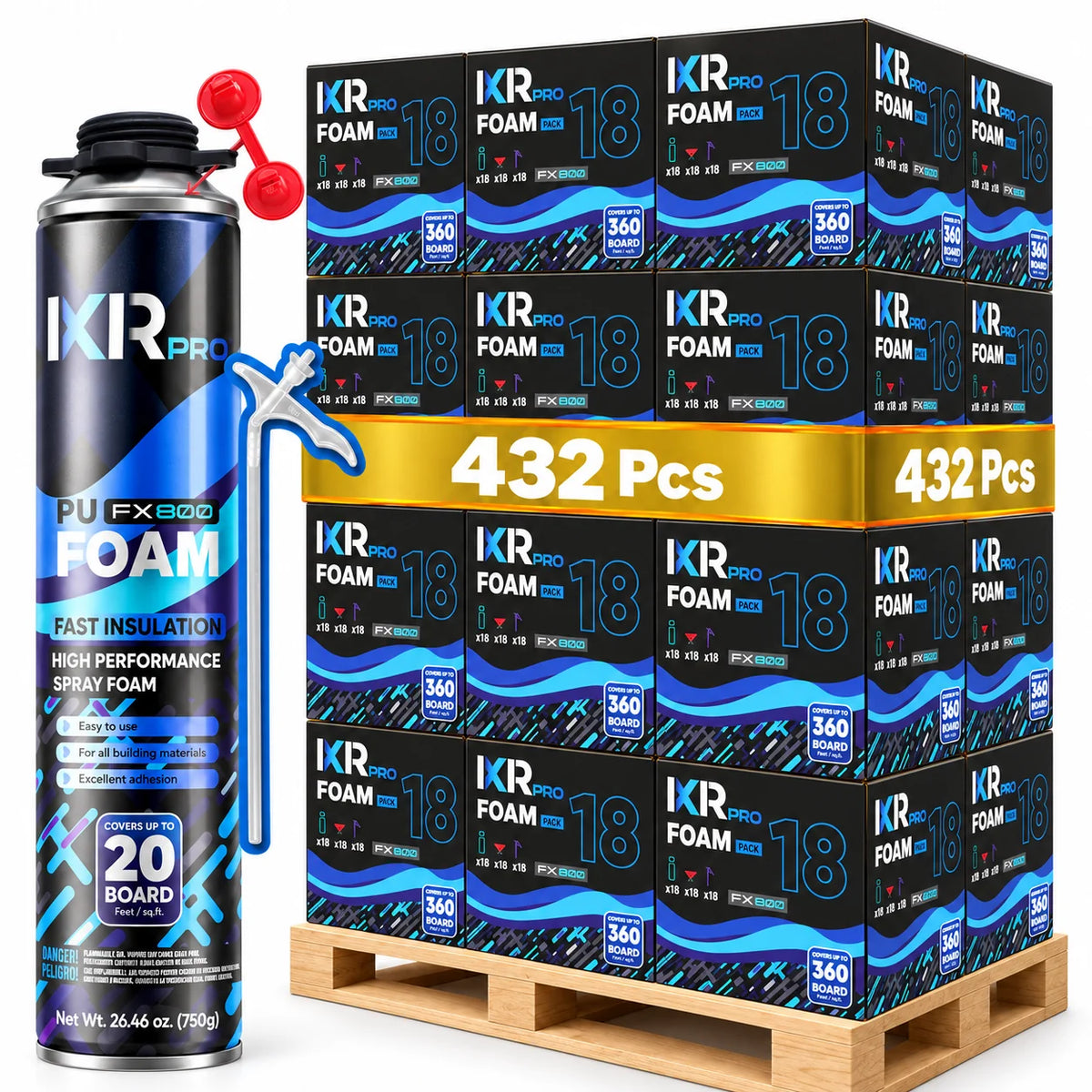 IxirPro Spray Foam Insulation Can 25oz Bulk Pallet 432 Cans