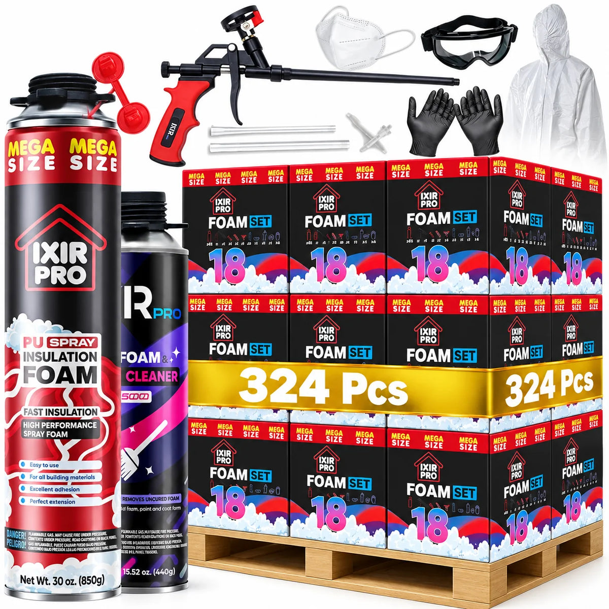 IxirPro Mega Spray Foam Kit 30oz Bulk Pallet 324 Pack