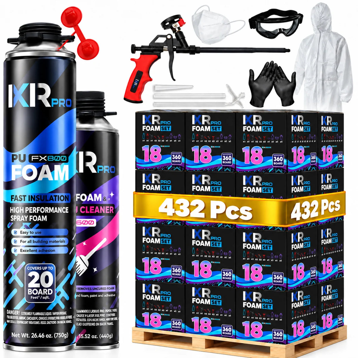 IxirPro Spray Foam Insulation Kit 25oz Bulk Pallet 432 Pack