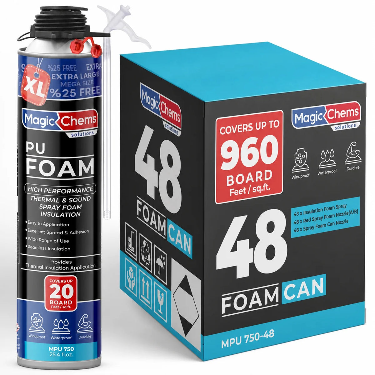 Magic Chems Spray Foam Insulation Can 25.4oz 48 Pack